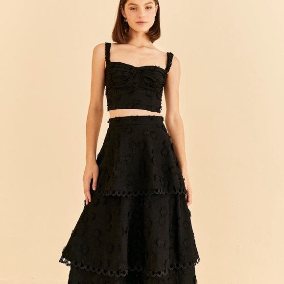 🌺 FARM RIO 🌺 3D Flower Midi Skirt - Picture 2 of 7